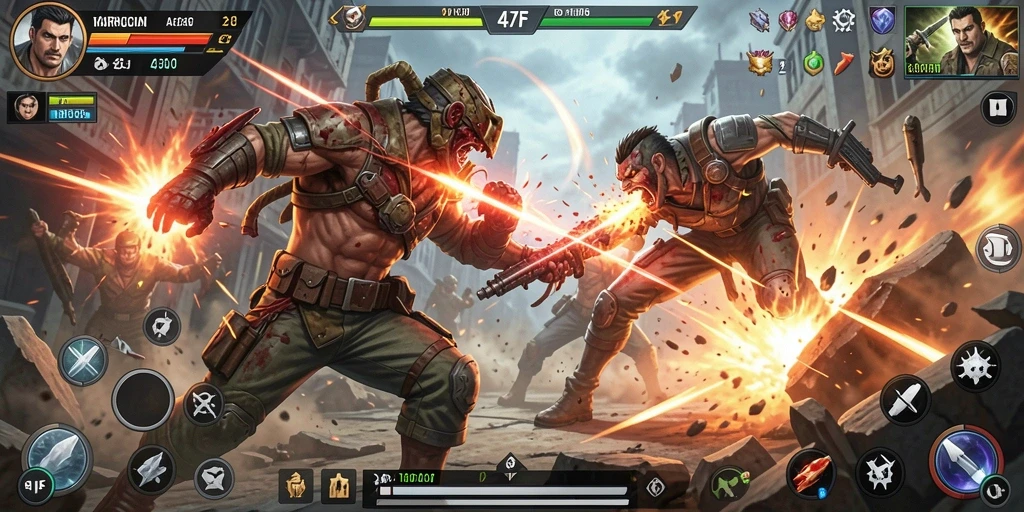 Tampilan aksi mendebarkan dari gameplay 47F dengan pertarungan seru.