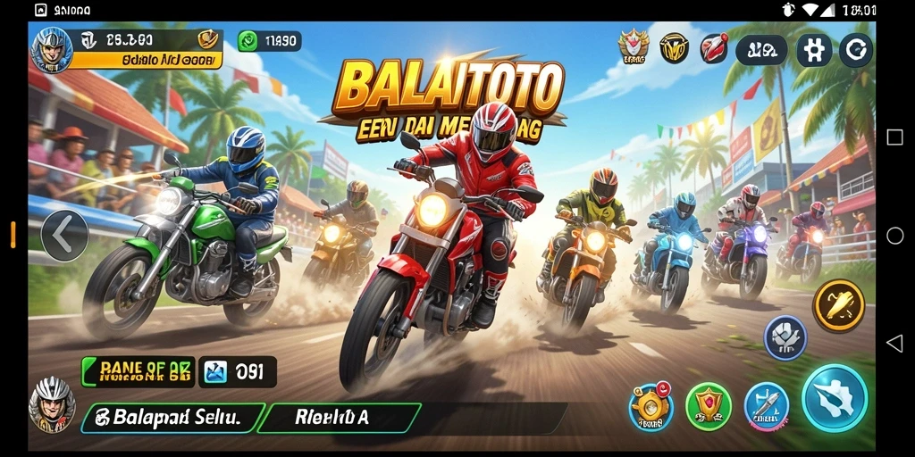 Tangkapan layar gameplay BALAITOTO menampilkan aksi balap yang mendebarkan.