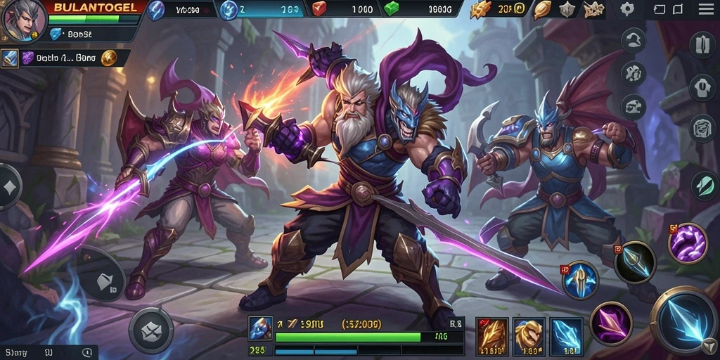 Tampilan intens gameplay pertarungan MOBA di BULANTOGEL.