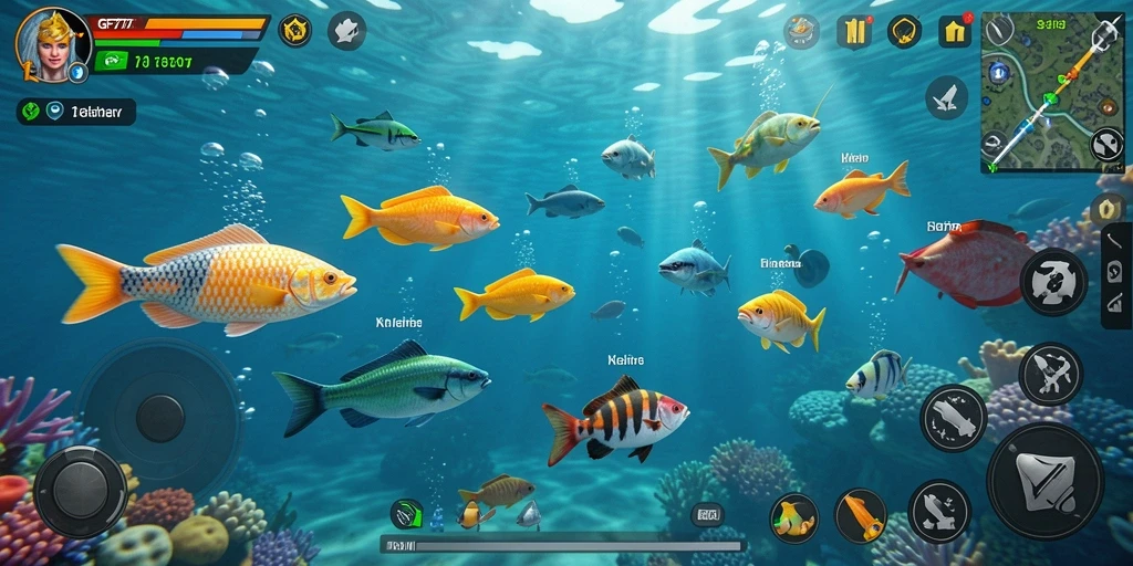 Tampilan gameplay GF777 menunjukkan aksi seru menembak ikan.