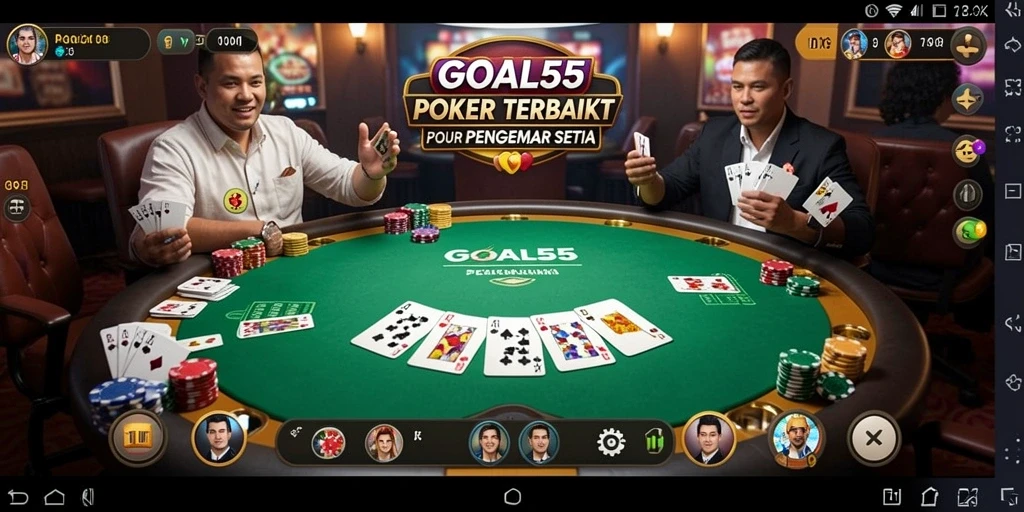 Tampilan gameplay poker yang mendebarkan di GOAL55.