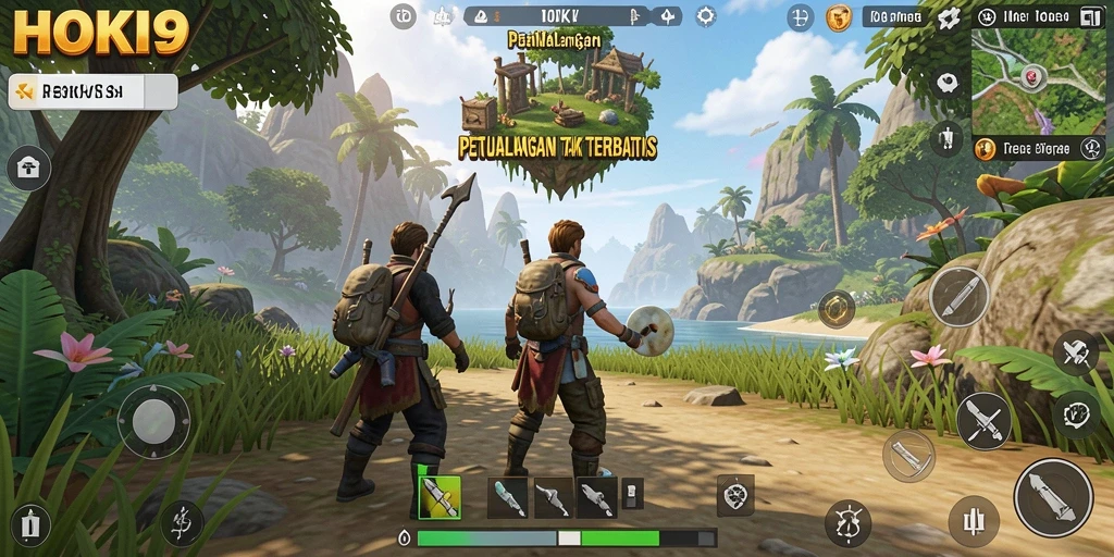 Tampilan gameplay HOKI9 dalam dunia Open World yang luas dan beragam.