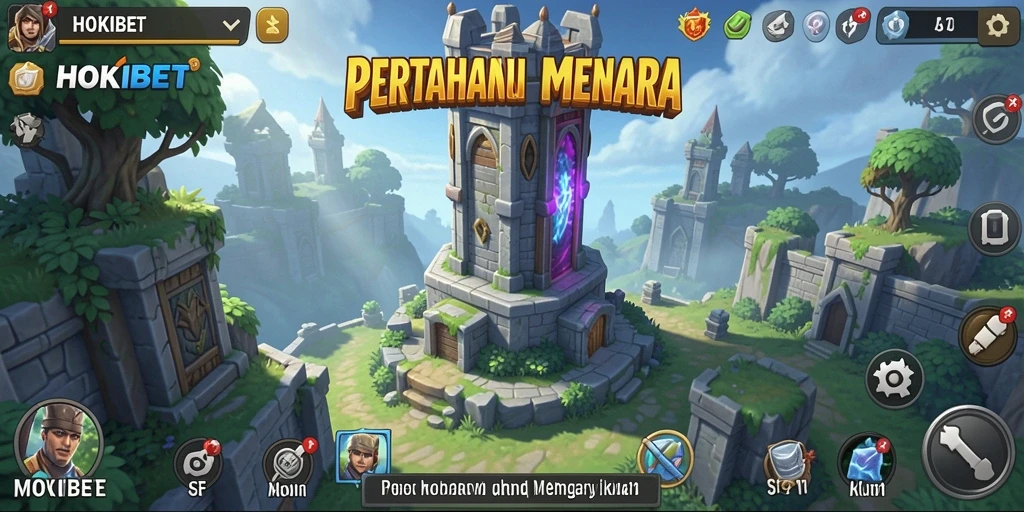 Screeshot HOKIBET dengan tampilan gameplay Tower Defense yang mendebarkan.