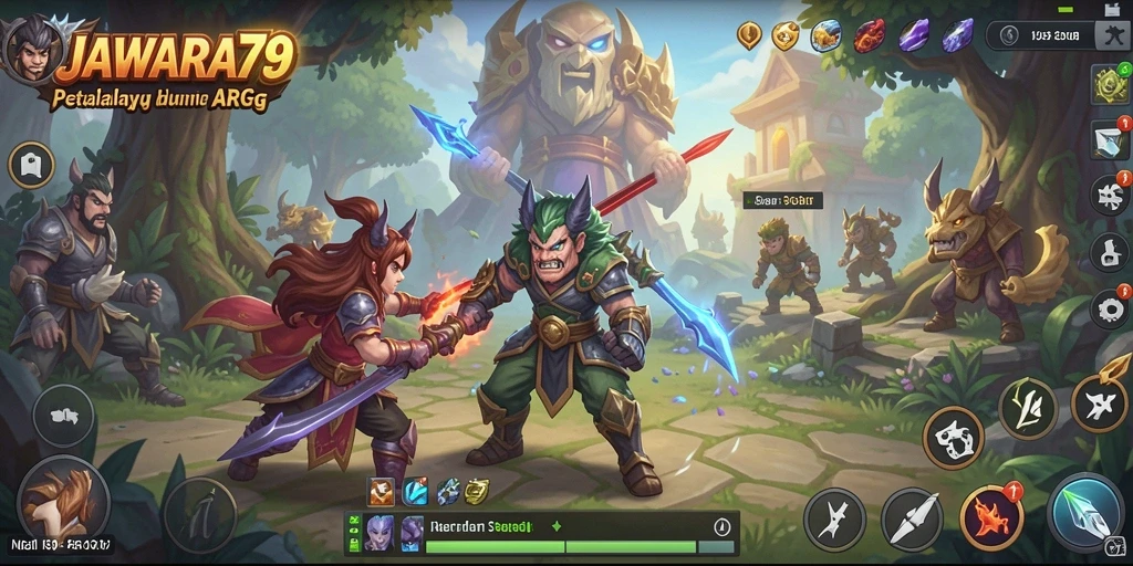 Tampilan utama gameplay JAWARA79 yang penuh aksi.