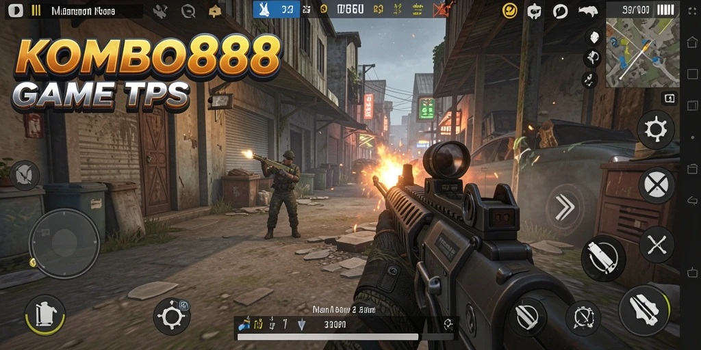 Screenshot gameplay KOMBO88 menampilkan pertempuran seru di medan tempur.