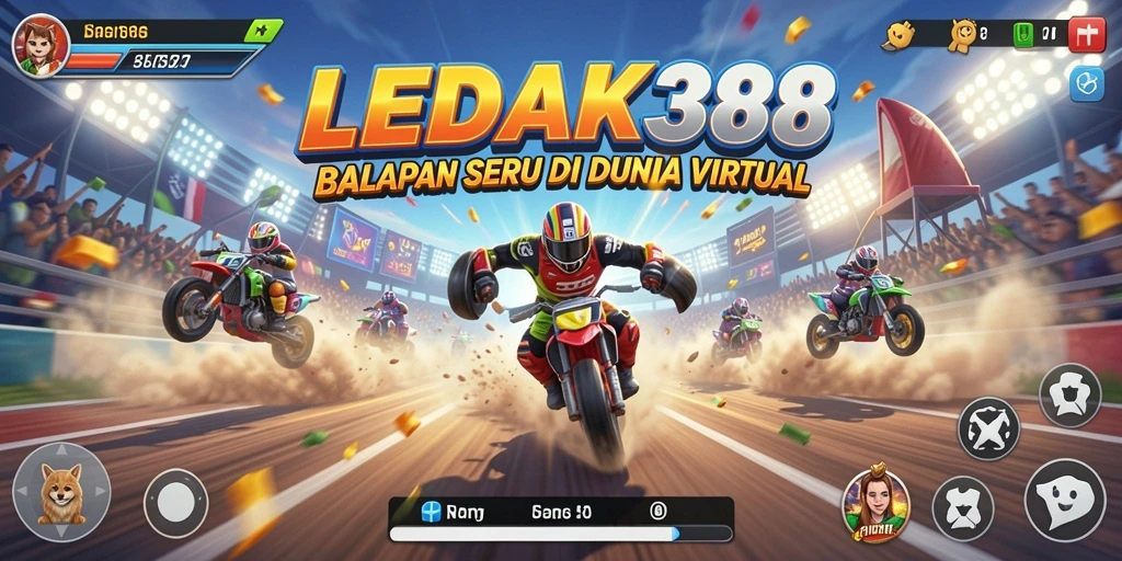 Tampilan gameplay seru dalam balapan di LEDAK388.