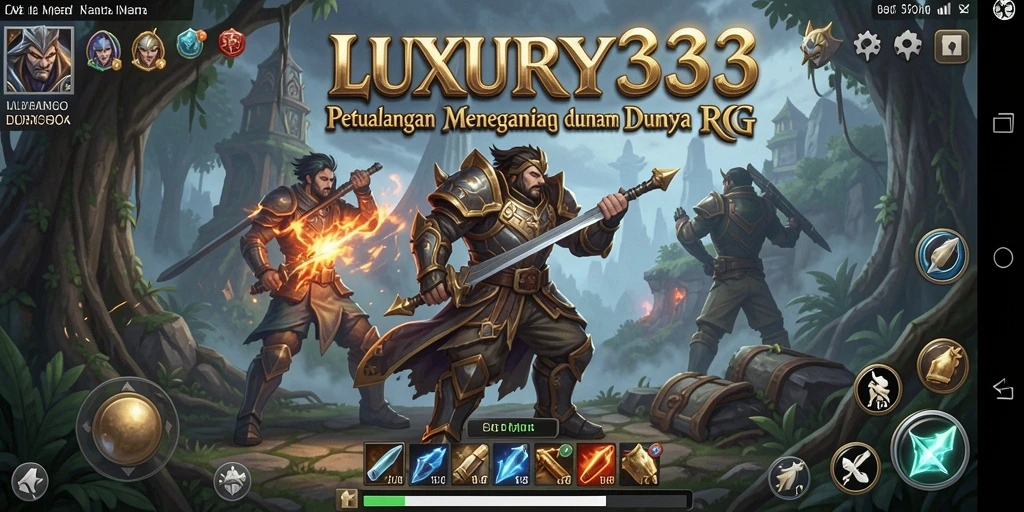 Screenshot gameplay LUXURY333 menampilkan pertarungan epik dan eksplorasi dunia fantastis.