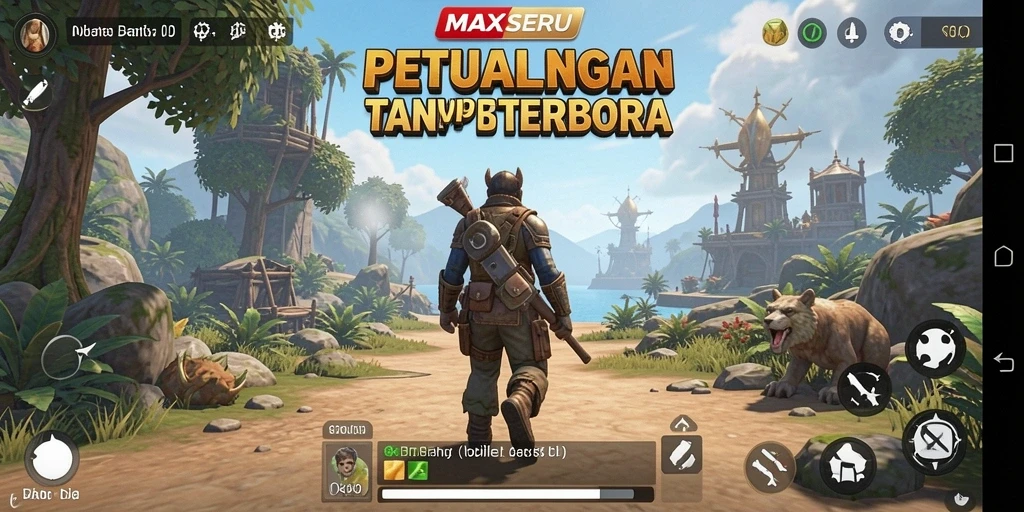 Tampilan gameplay epik dari MAXSERU di dunia terbuka yang luas.