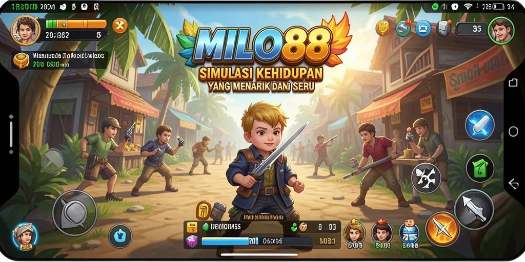 Screenshot utama menunjukkan gameplay simulasi yang menarik dan interaktif.