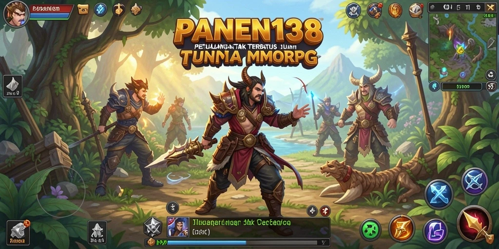 Tangkapan layar gameplay <strong>PANEN138</strong> menampilkan pertempuran akbar dan eksplorasi dunia yang luas.