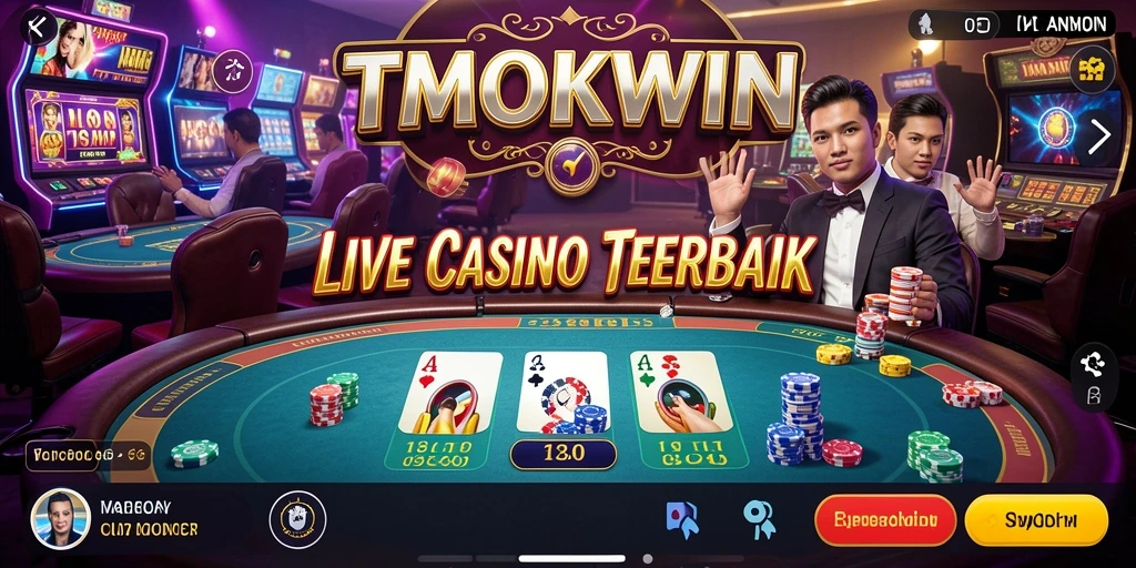 Tampilan gameplay Live Casino di TMOKWIN dengan dealer langsung.