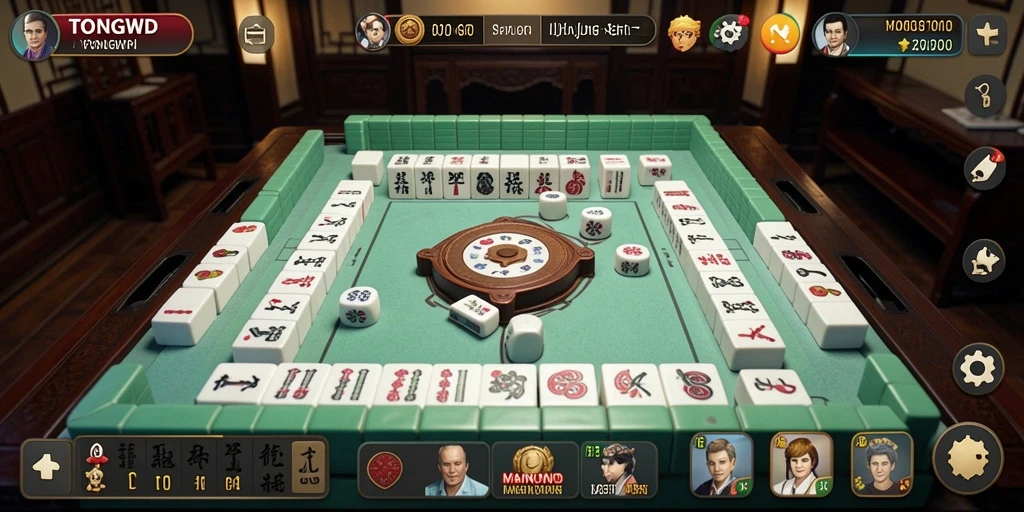 Screenshot gameplay TONGWD menampilkan papan Mahjong yang penuh warna.