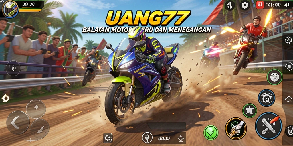 Tampilan menarik dari gameplay balapan motor UANG77 yang penuh aksi.