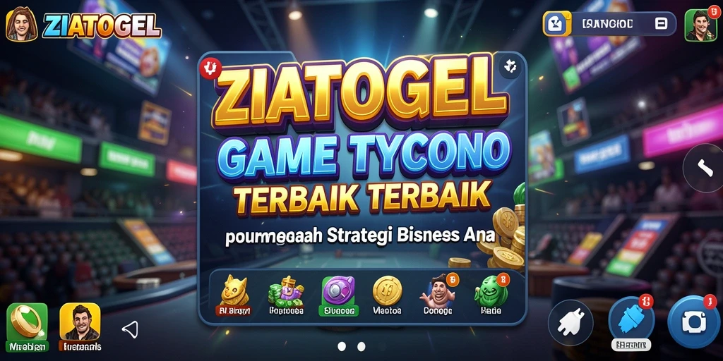 Screenshot utama ZIATOGEL menampilkan gameplay seru dan strategi bisnis.